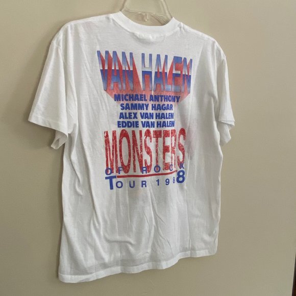Van Halen Vintage Monsters of Rock Tour 1988 Single Stitch T-Shirt White sz XL - Picture 7 of 9